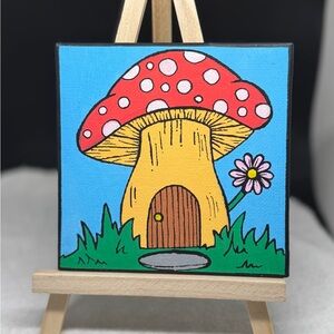 Charming Red and Yellow Mushroom Canvas Art